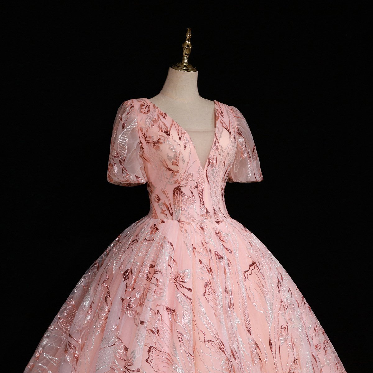 Elegant Lace Long Formal Evening Party Ball Gown Pink Princess Prom Dresses