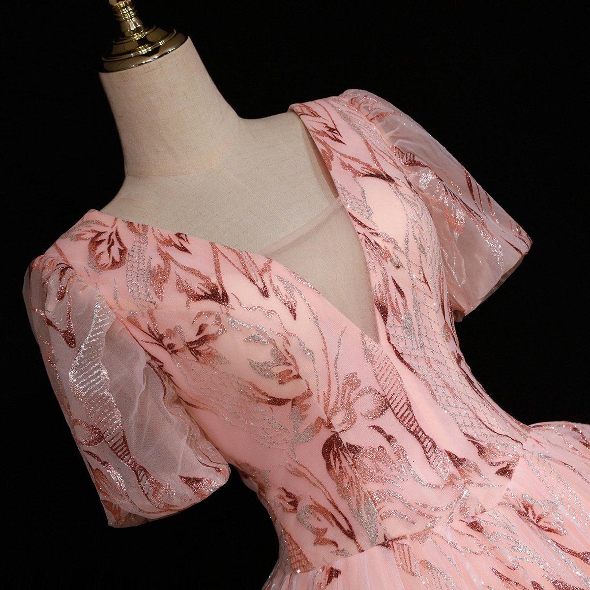 Elegant Lace Long Formal Evening Party Ball Gown Pink Princess Prom Dresses