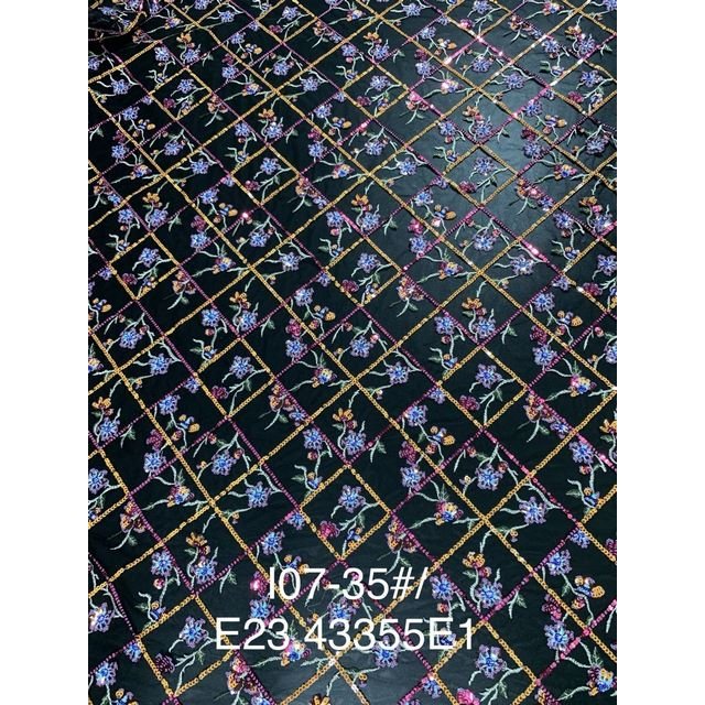 embroidery fabrics 3D wholesale floral sequin tulle french style luxury fabrics for wedding dress