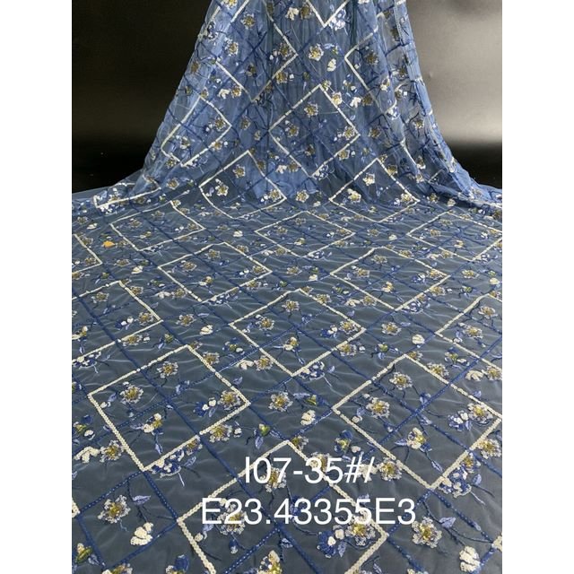 embroidery fabrics 3D wholesale floral sequin tulle french style luxury fabrics for wedding dress