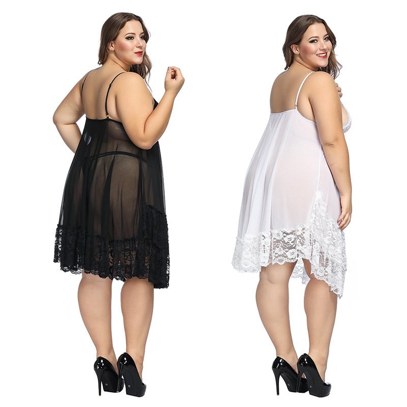 Wholesale women plus size sexy nightdress see through lace sleepwear
