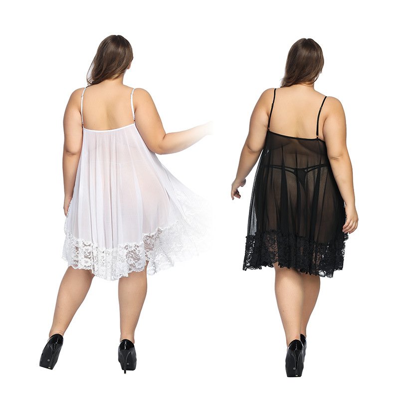 Wholesale women plus size sexy nightdress see through lace sleepwear