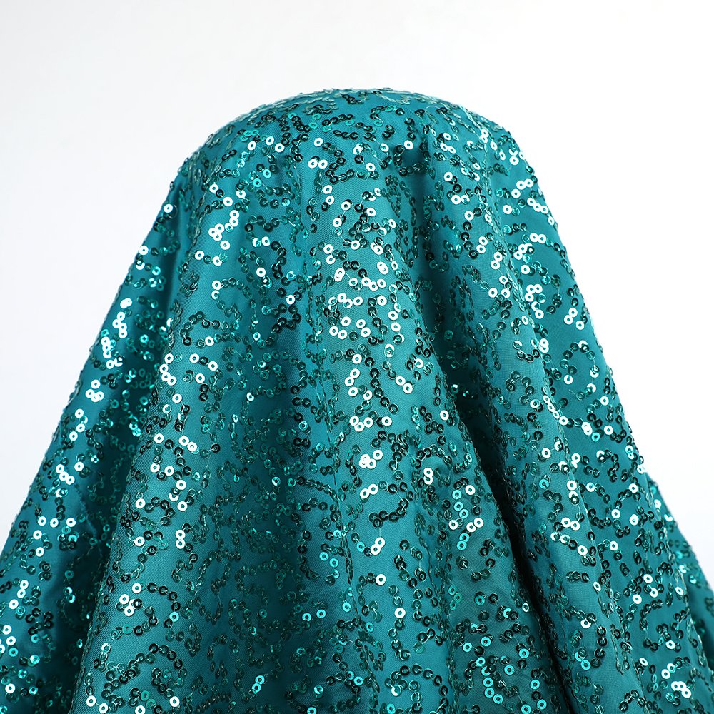 American Poly stretch sequins embroidery women's dance wear fabric 92%poly+8% spandex multi color stage fabric