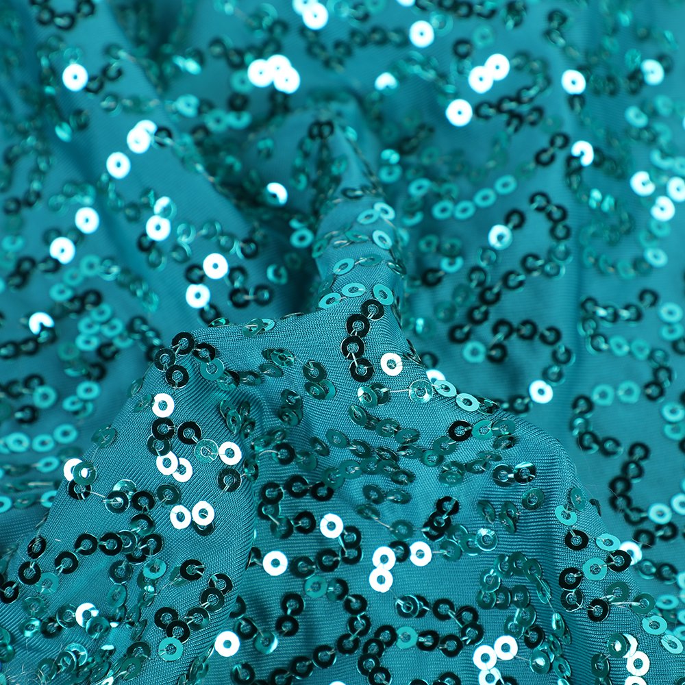 American Poly stretch sequins embroidery women's dance wear fabric 92%poly+8% spandex multi color stage fabric