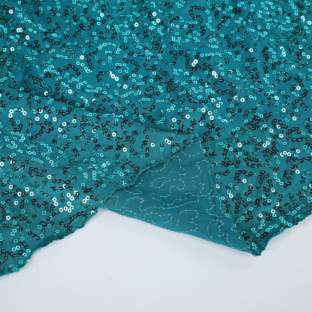 American Poly stretch sequins embroidery women's dance wear fabric 92%poly+8% spandex multi color stage fabric
