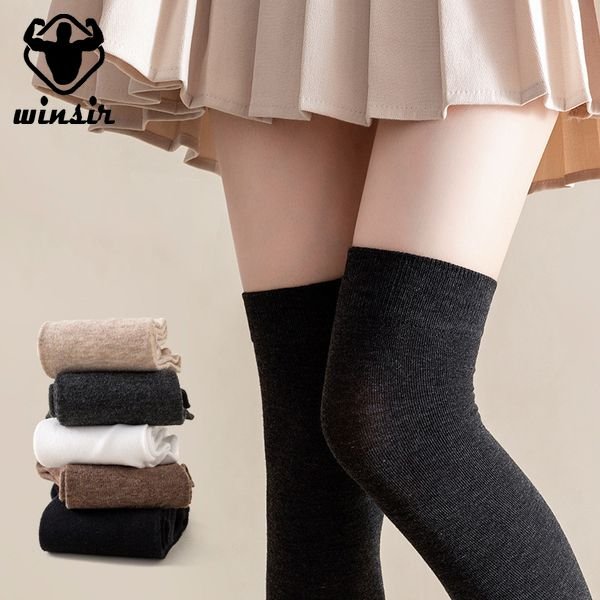 Ladies Stockings Sexy Girl Thick Long Knitted Ribbed Stocking Over Knee-high Slouch Thigh Winter Thermal Socks For Women