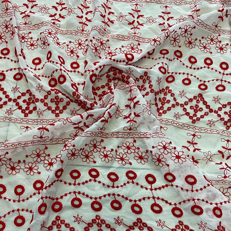 China hot sale cotton embroidery lace fabric flower lace embroidery for garment for dress quick delivery