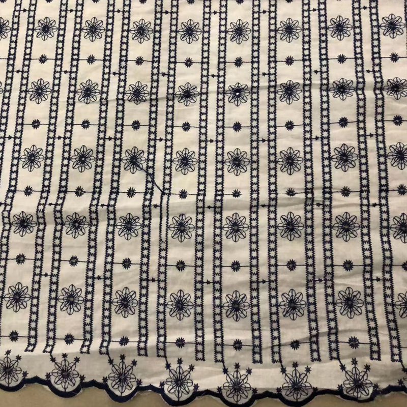China hot sale cotton embroidery lace fabric flower lace embroidery for garment for dress quick delivery