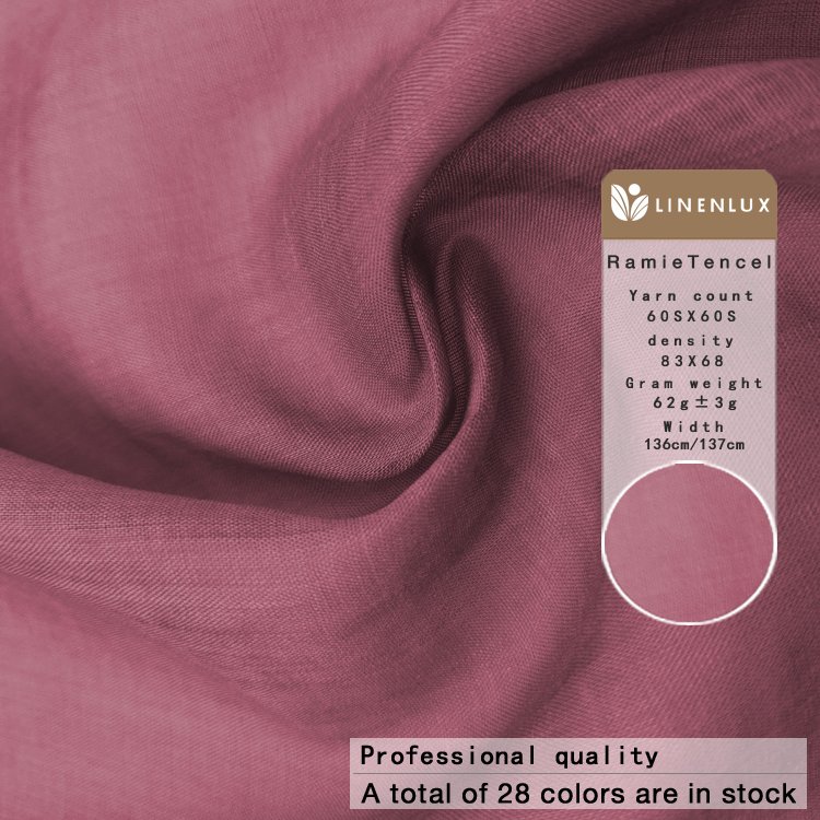 Light weight tencel ramie fabrics elegant women sunscreen blouses cloth raw material high quality dress fabric for clothing