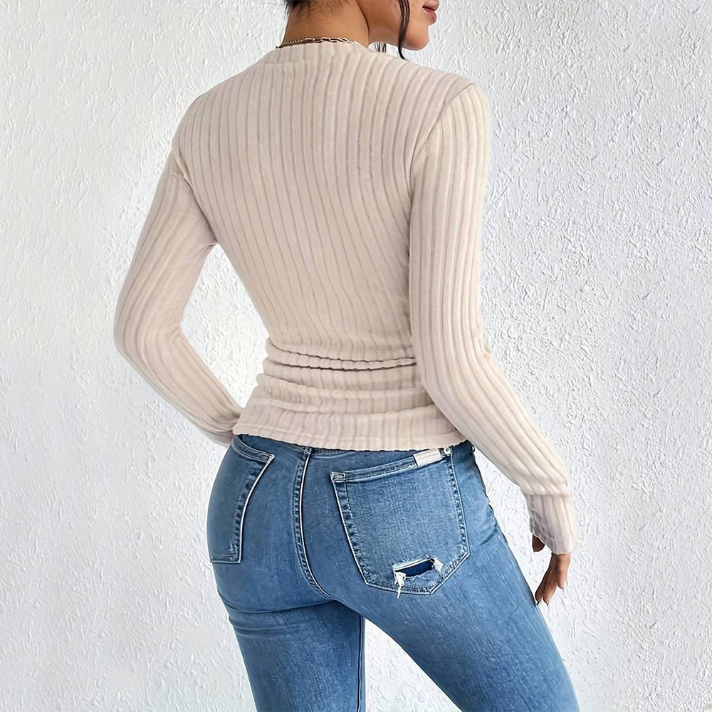 Seamless Cropped Long Sleeve Rib Top Pink Tint Premium Quality Fashion Trend Athleisure Women shirt