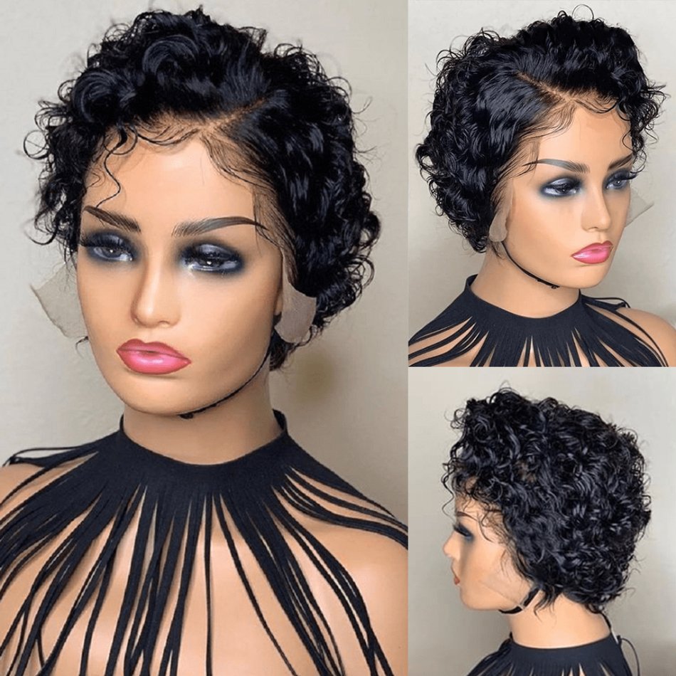 Best Selling Brazilian Glueless Virgin Hair Short Pixie Cut Curly 13X4 13X6 Full Lace Front Human Hair Wigs For Black Women