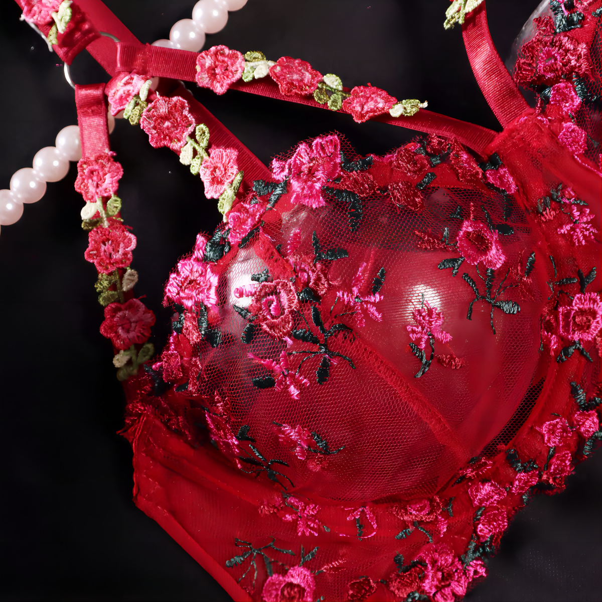 New Arrival Women Sexy Embroidery Set Lady Sexy Wine Lace Seductive Teddy Lingerie Three Piece Sets Valentine's Day Underwear