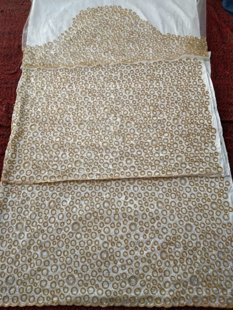 High Quality Handmade Indian George Wrapper Fabric Embroidery Party Wedding Wear Girls Dress Making Woven Techniques African
