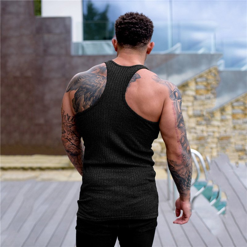 TT5020 Summer New Arrivals Custom Cotton Blends Ribbed Tank Top Men Bodybuilding Stringer Tank Top