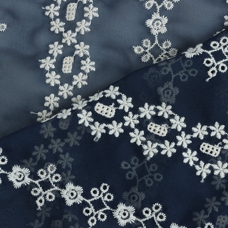 Customized 100% Cotton Eco-friendly Eyelet Guipure Lace Fabric Soft Cotton Embroidery Fabric Cut Pieces for Baby Kids Clothes