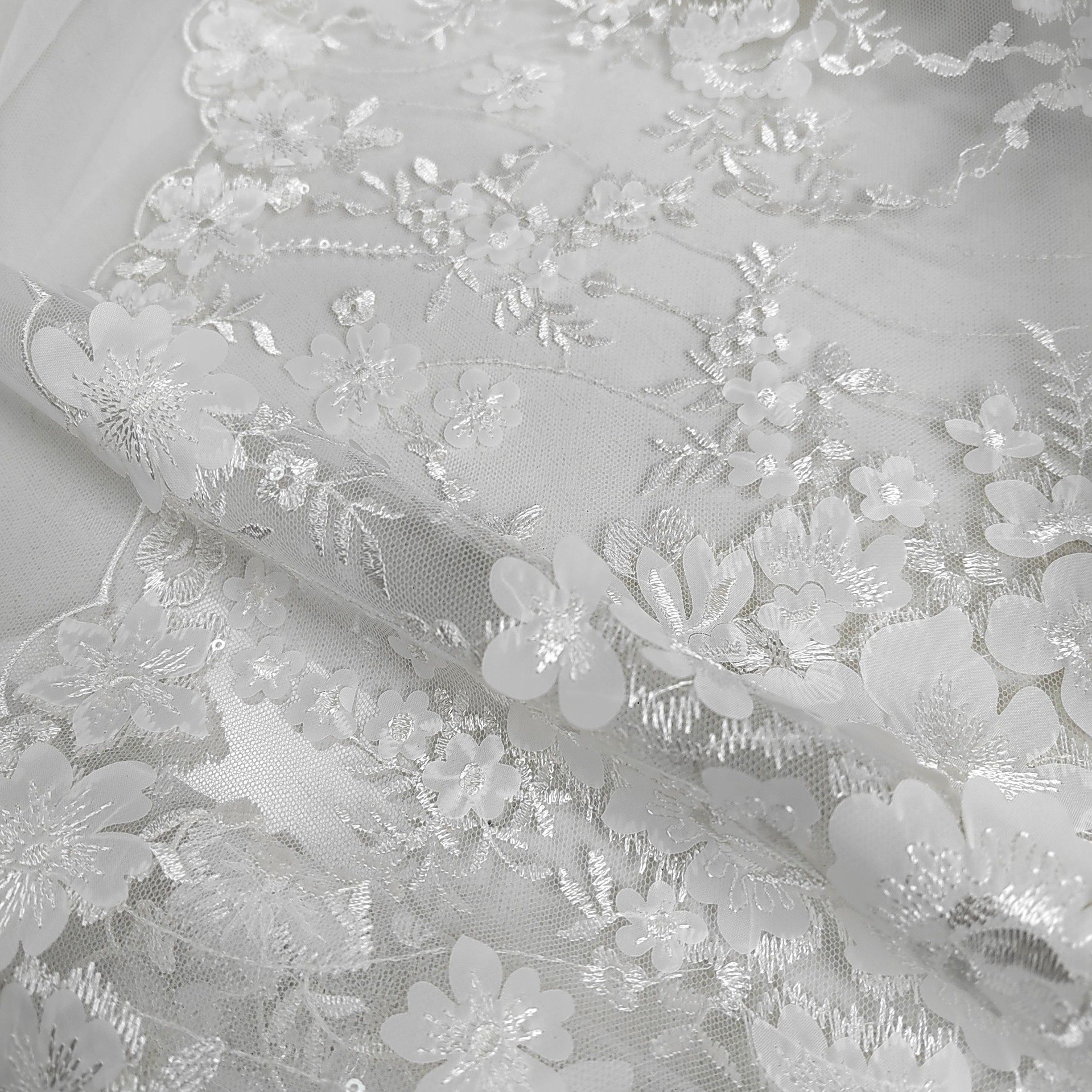 EG-1917019 Polyester Laser Embroidery Fabric Factory Direct Sales In Stock Wedding Dress Fabric