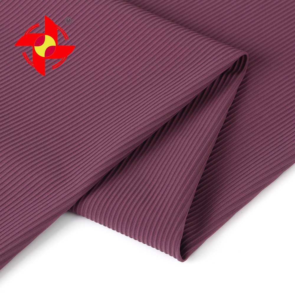 For Women Dress and Sportswear and Yoga Wear Ribbed Fabric Custom Design 4 Way Stretch 76 Nylon 24 Spandex Weft Knitted 280gsm