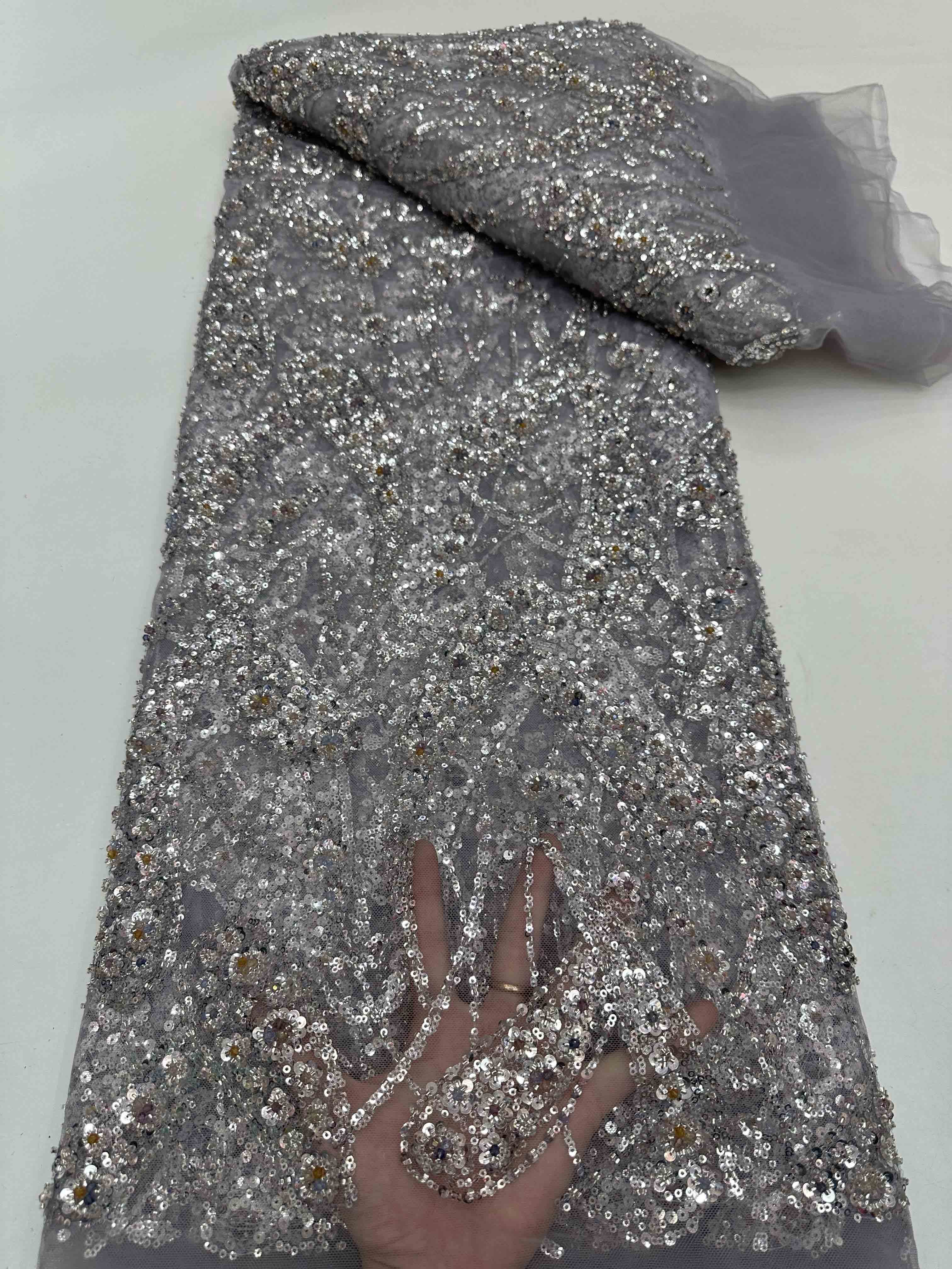 Royal blue tulle lace embroidery fabric