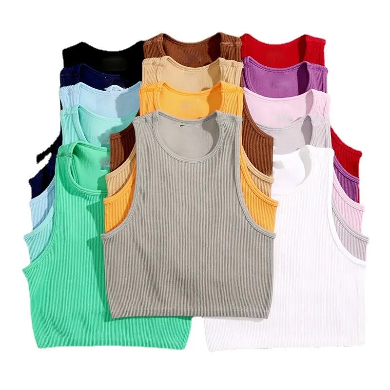 USA Fashion Crop ladies ribbed women fitness gym crop top tank sleeveless workout sexy women tank tops