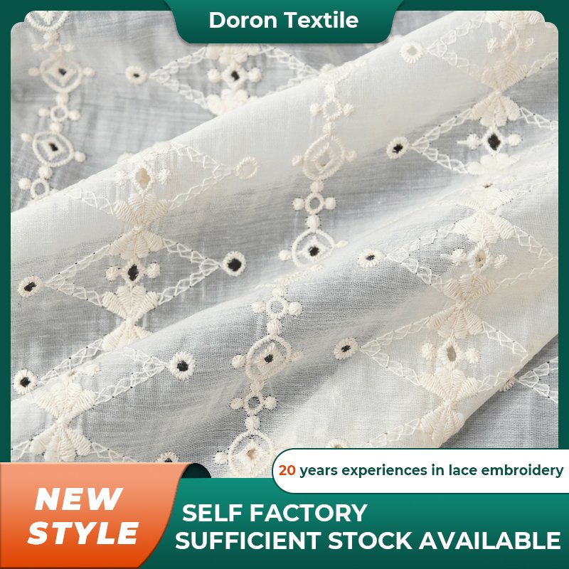 New Design Fabric Polyester Silk Embroidery Fabrics Womens Embroidered Dress