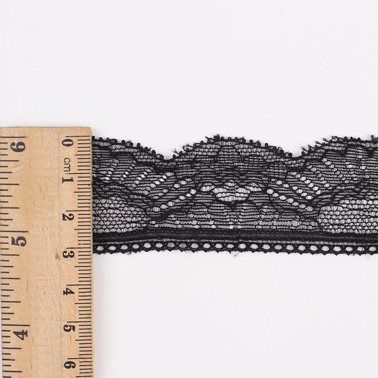 Hot Sale black 2.5-3.2Cm Stretch Spandex Nylon Flower Elastic Lace Trim Black For Lingerie