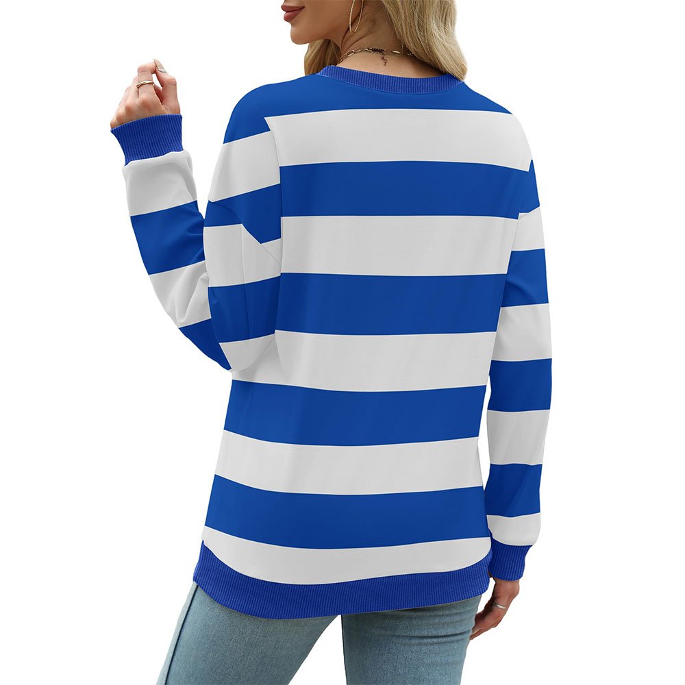 Pullover for Women Crew neck Long Sleeve Loose Fit Tops Color Block Ribbed Trim Fashion
