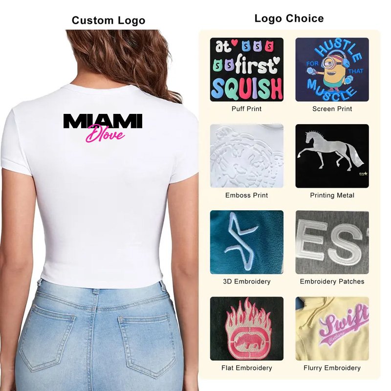 Custom Baby Tee Cropped Ladies Print Plain Summer Cotton Tight Slim Fit T Shirt Top Hip Hop Women Crop Top Tshirt