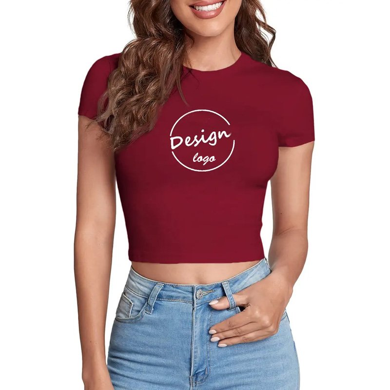 Custom Baby Tee Cropped Ladies Print Plain Summer Cotton Tight Slim Fit T Shirt Top Hip Hop Women Crop Top Tshirt