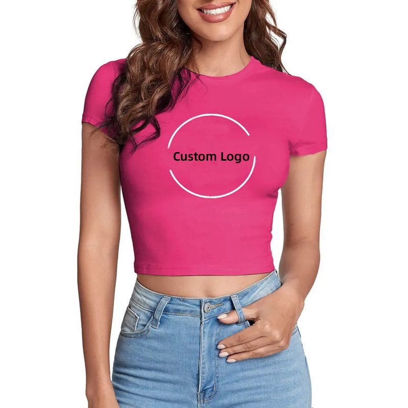 Custom Baby Tee Cropped Ladies Print Plain Summer Cotton Tight Slim Fit T Shirt Top Hip Hop Women Crop Top Tshirt