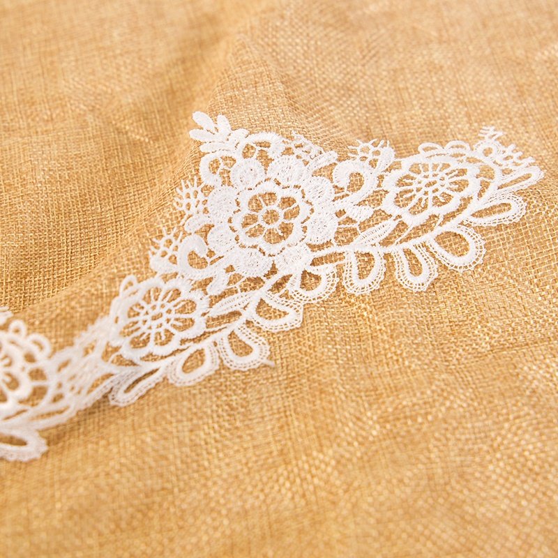 Wholesale Hot Sale Embroidery White Hollow Guipure Lace Fabric Chiffon Flower Trim for Clothing