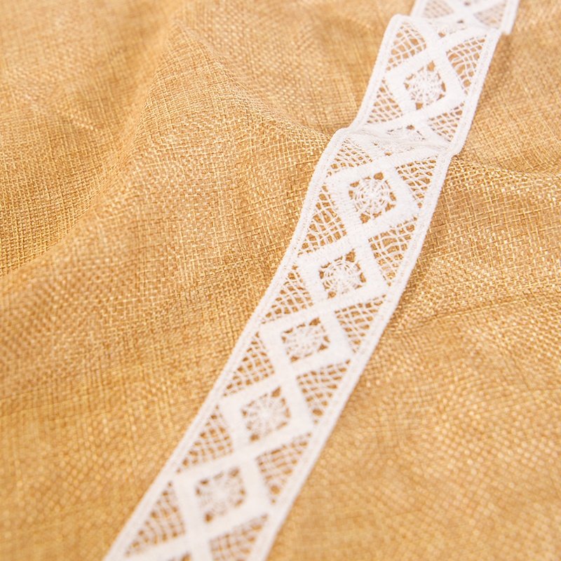 Wholesale Hot Sale Embroidery White Hollow Guipure Lace Fabric Chiffon Flower Trim for Clothing