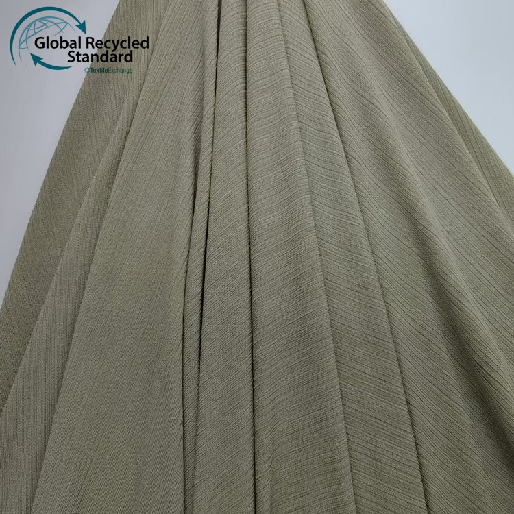 2025 New Sample Women Dress Cloth RPET Recycle Polyester Knit Fabric 95%Recycle Polyester 5%Spandex 200gsm Rib Knit Fabric