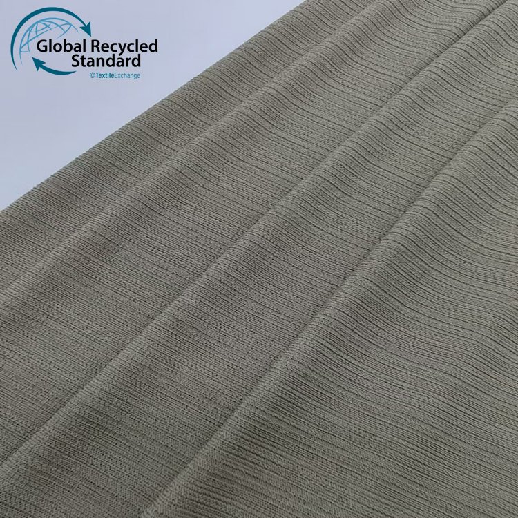 2025 New Sample Women Dress Cloth RPET Recycle Polyester Knit Fabric 95%Recycle Polyester 5%Spandex 200gsm Rib Knit Fabric