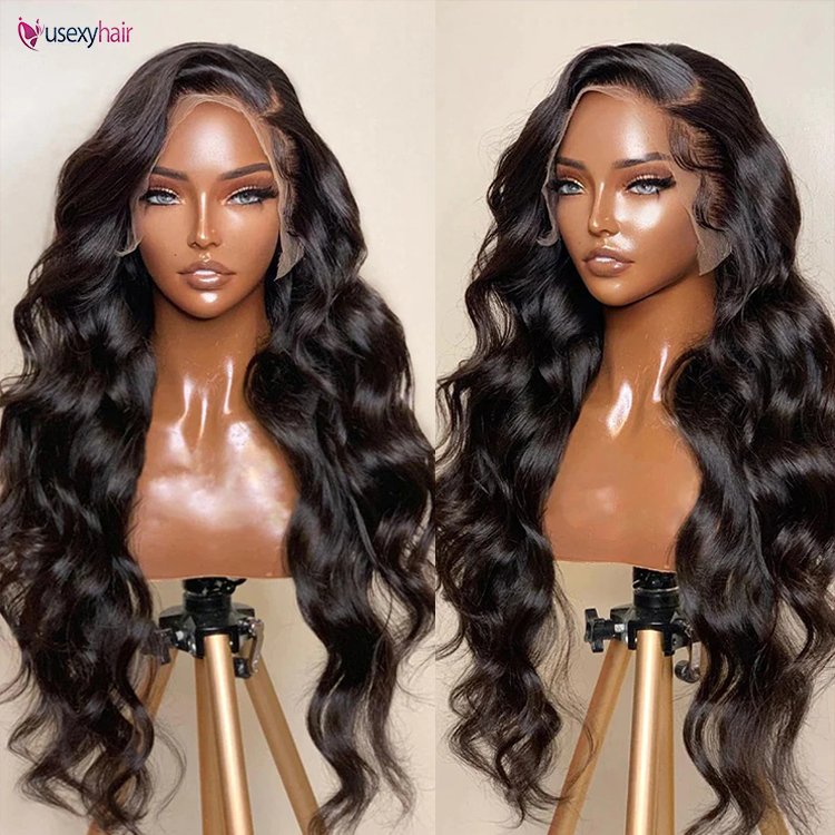 40Inch Natural Glueless full Swiss HD Transparent Human Hair Wigs, Brazilian 100% Human Hair Vendors Body Wave Lace front Wig
