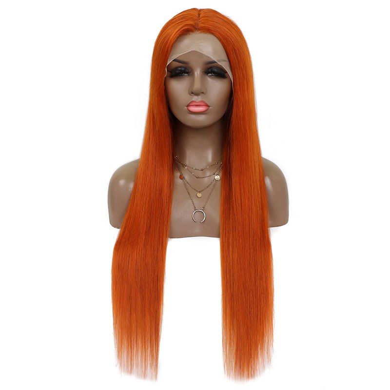 Hair Vendor 350# Ginger Orange Lace Front Wig 13x4 Preplucked Brazilian Virgin Hair Straight HD Full Lace Front Human Hair Wigs