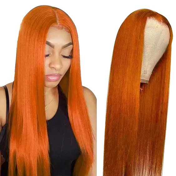 Hair Vendor 350# Ginger Orange Lace Front Wig 13x4 Preplucked Brazilian Virgin Hair Straight HD Full Lace Front Human Hair Wigs