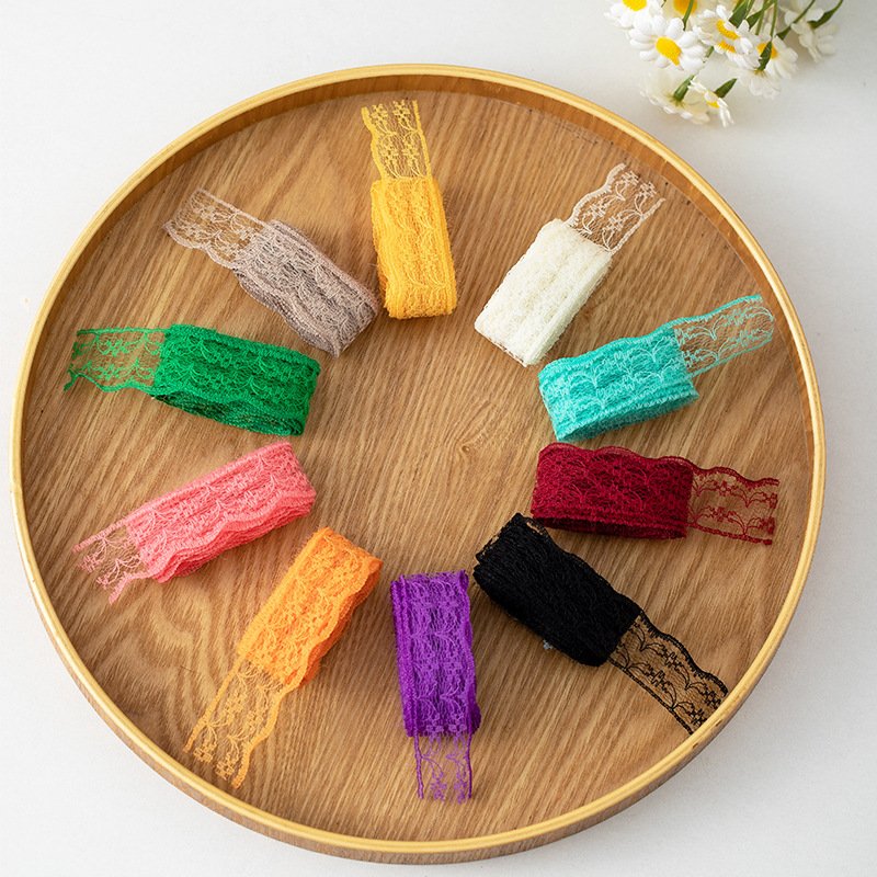 Wholesale 2cm wide colorful polyester tassel Lace Trim Fabric for clothes Dress Skirt Sleeves Neckline DIY Bow accessories