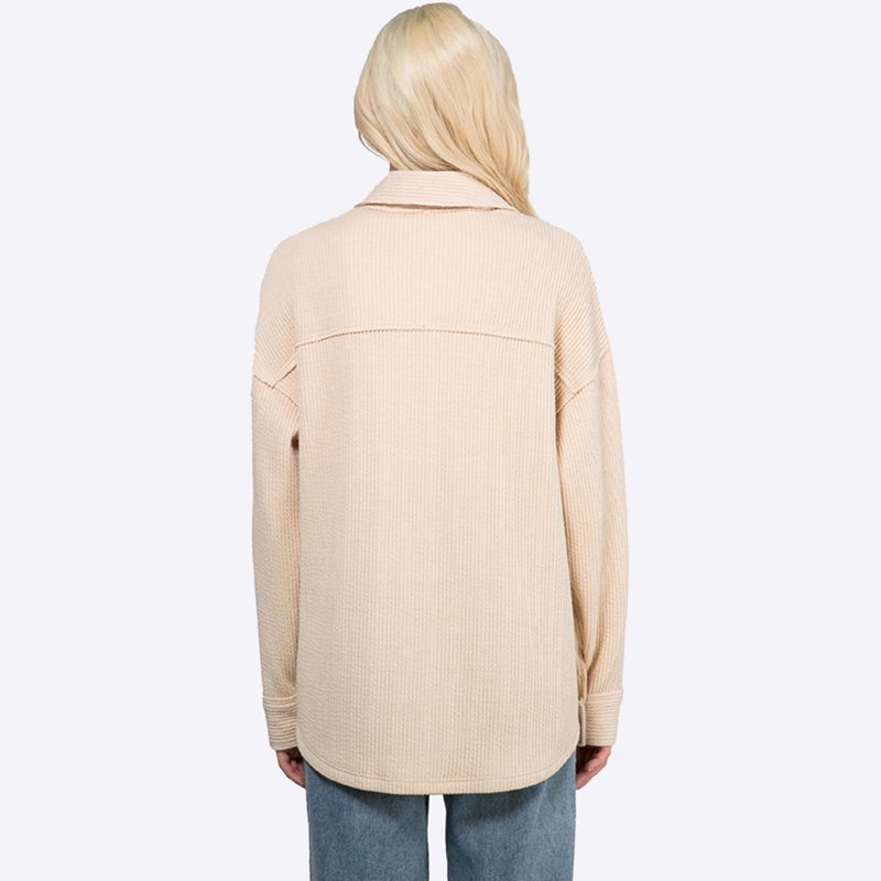 Customized 2024 Shacket Solid Color Ribbed Jacket shackets with pockets for women spring fall women clothing wholesale