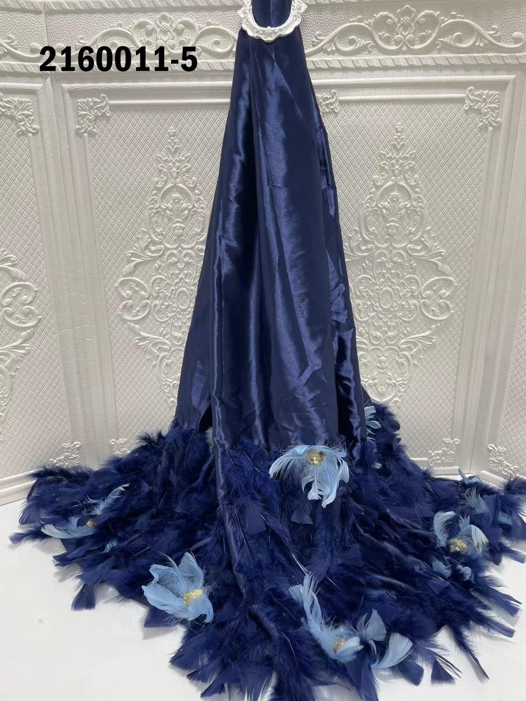First class comfortable touch textile raw silk lace fabrics gray stones nigeria african feather lace embroidered fabric