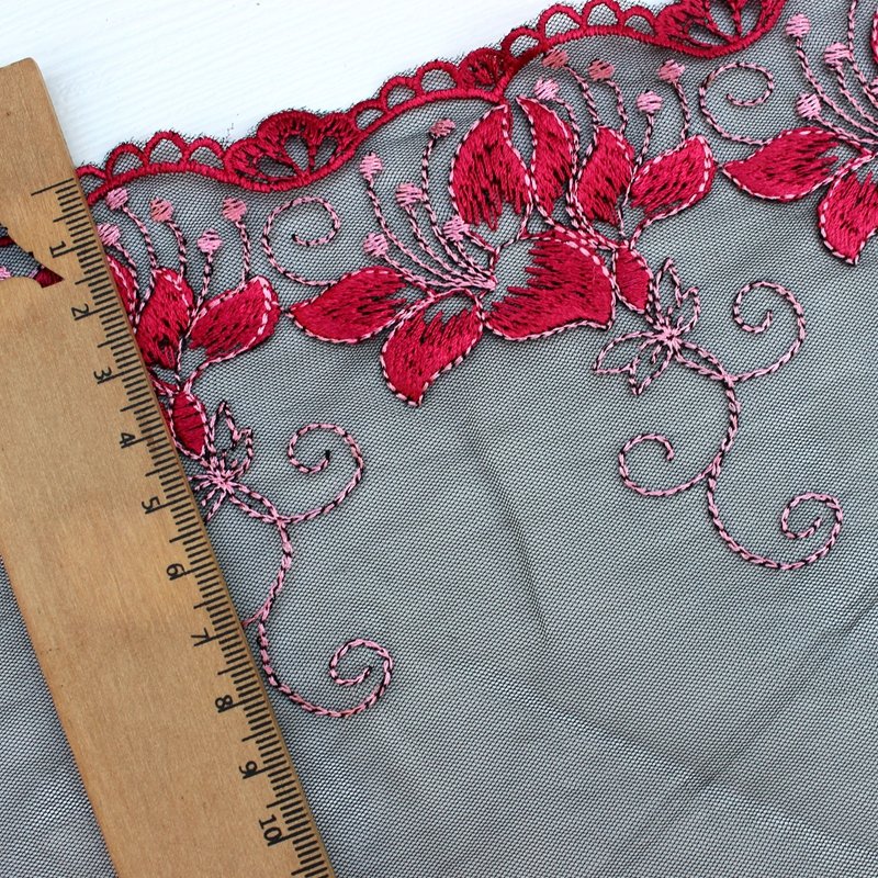 Zeal New Design Vintage Fancy Style Lingerie Sewing Accessories Flower Decorated Tulle Fabric Embroidery Lace Trim DIY Grid