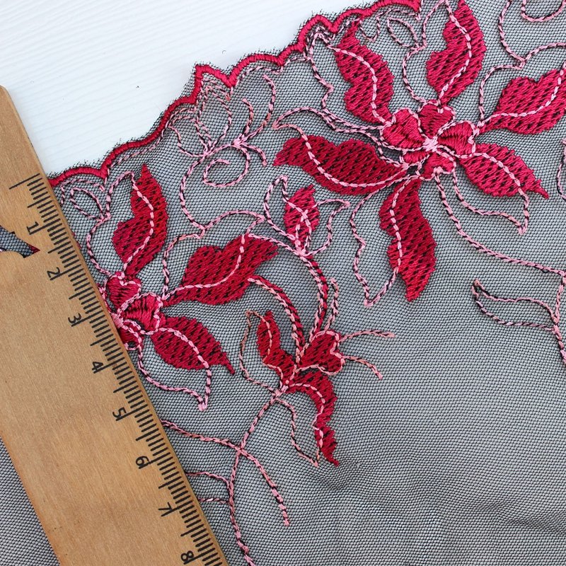 Zeal New Design Vintage Fancy Style Lingerie Sewing Accessories Flower Decorated Tulle Fabric Embroidery Lace Trim DIY Grid