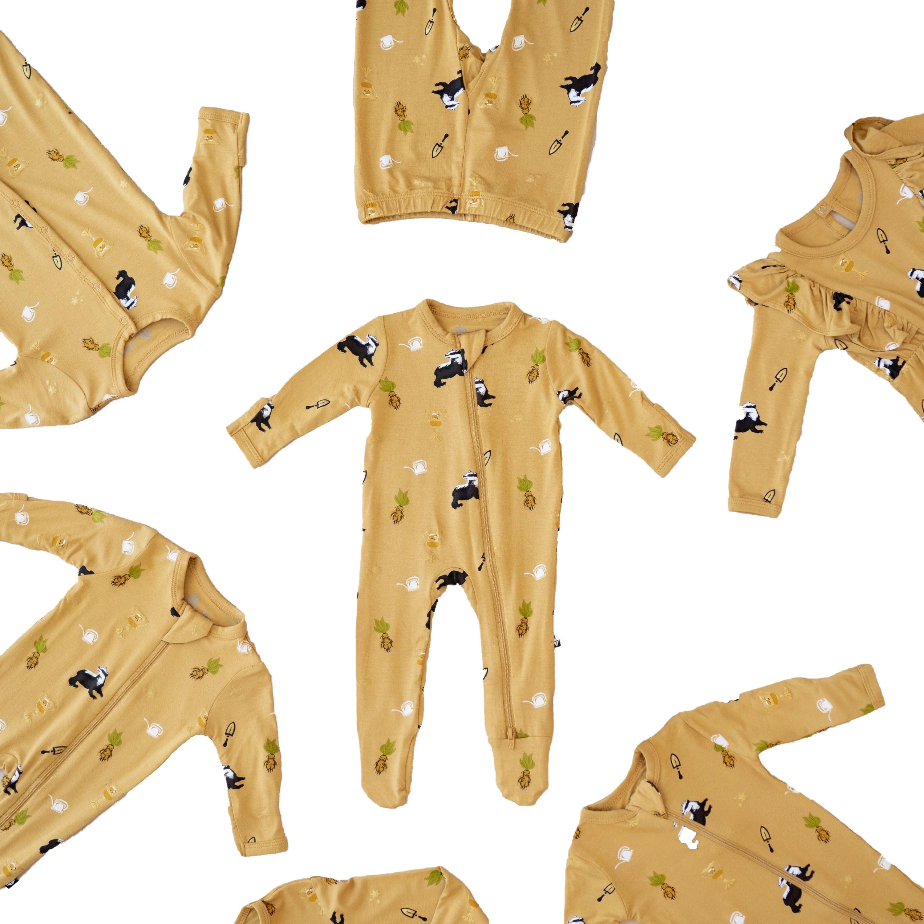 Make Products with Heart Custom Baby Long Sleeves Children's Jumpsuit Bamboo Baby Romper with Zipper Pajamas