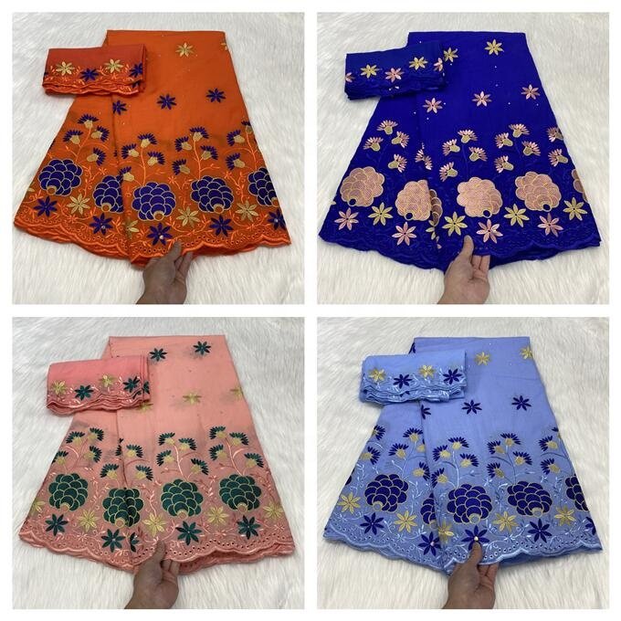 New design African voile lace cotton lace fabric embroidery Swiss voile lace fabric