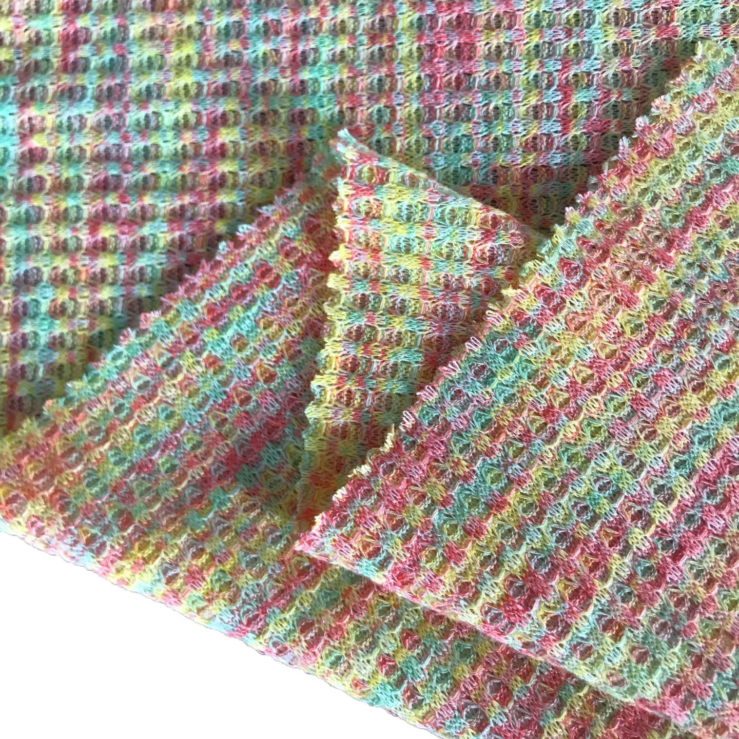 Hot Sale Colorful Yarn Dyed Breathable RTN Polyester Rayon Spandex Soft Stretch Knit Elastic Rib Fabric For Sweater
