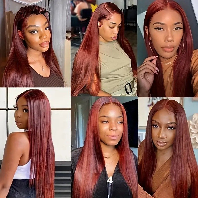 #33Auburn Cooper Red Brown Lace Front Wigs Human Hair Reddish Brown Straight Human Hair Wigs