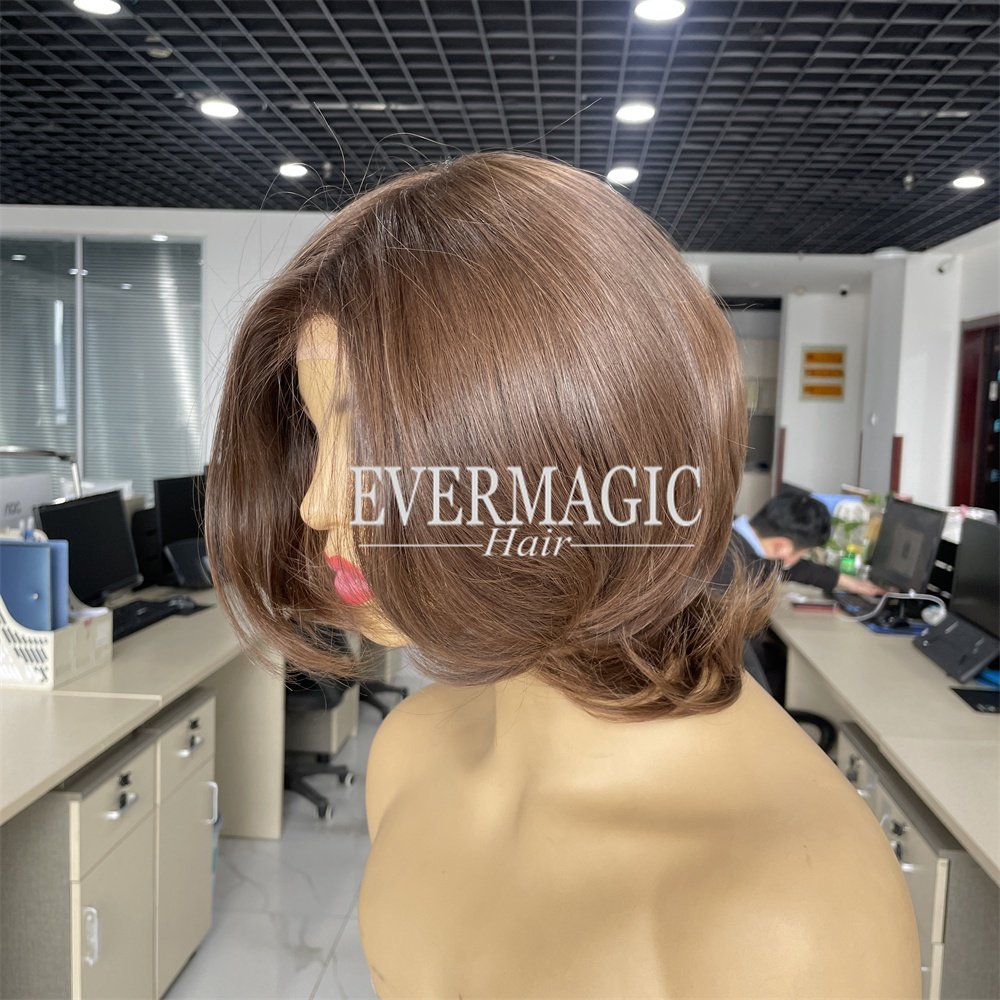 swiss lace frontal human hair wigs for full hair loss injection top medical wig with anti-slip strip and tabs for cancer patient