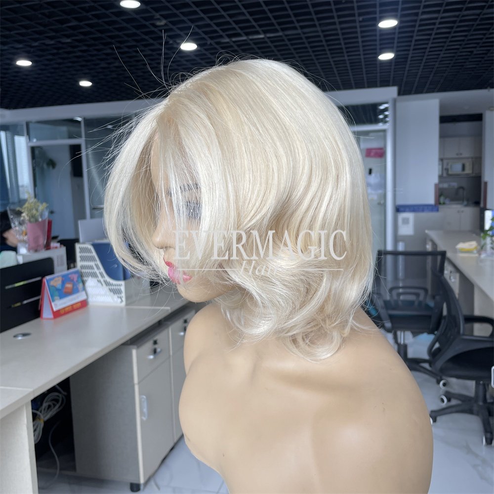swiss lace frontal human hair wigs for full hair loss injection top medical wig with anti-slip strip and tabs for cancer patient