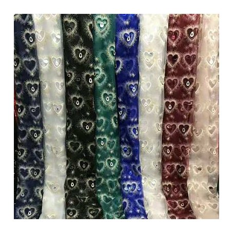 HG1122 tulle lace fabric long skirt heart design feather sequins lace embroidery fabric tulle sequin fabric