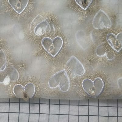 HG1122 tulle lace fabric long skirt heart design feather sequins lace embroidery fabric tulle sequin fabric