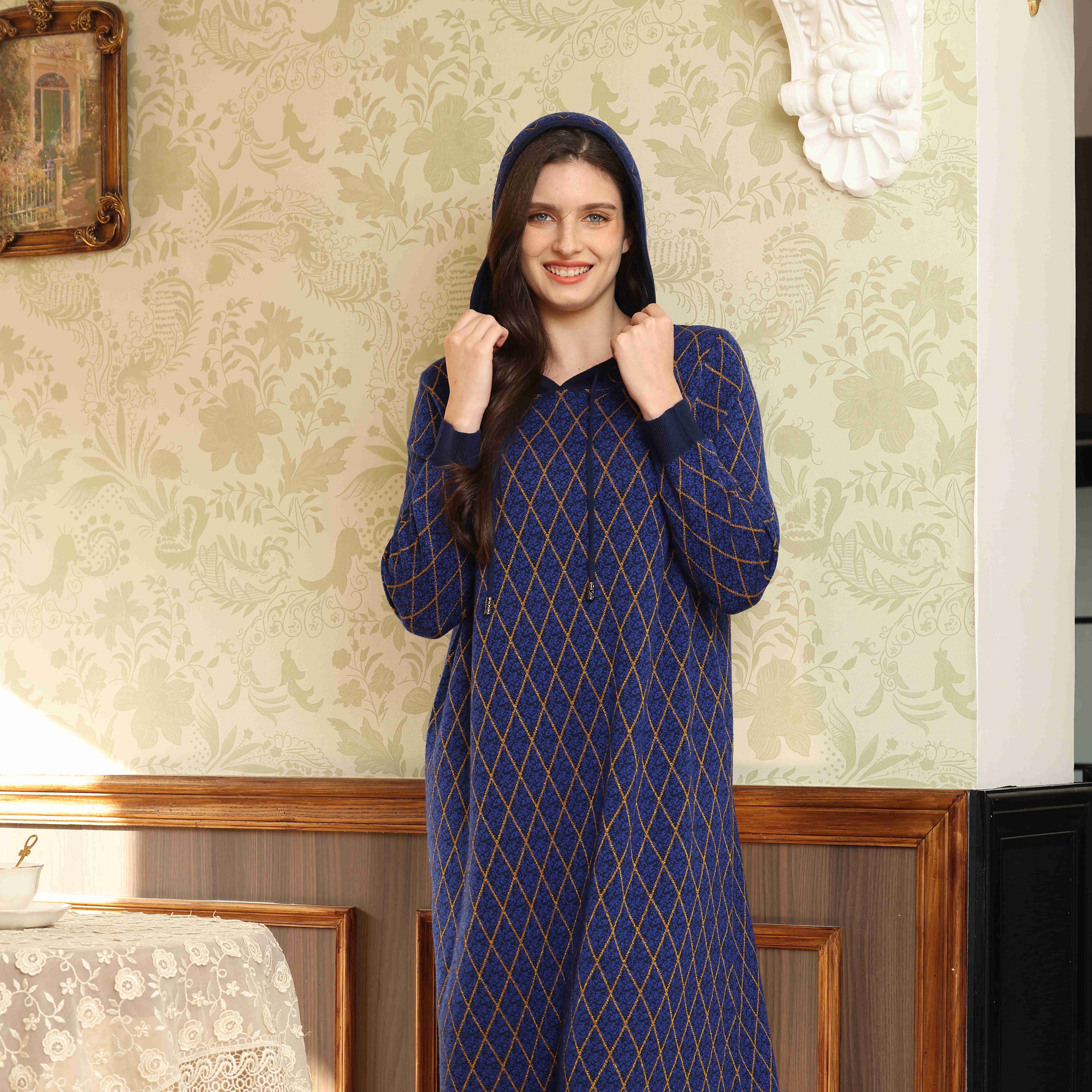 High Quality Custom Ribbed Long Sleeve Sweater Dress Knitwear With Cashmere Softness For Women long dresses women's sweater
